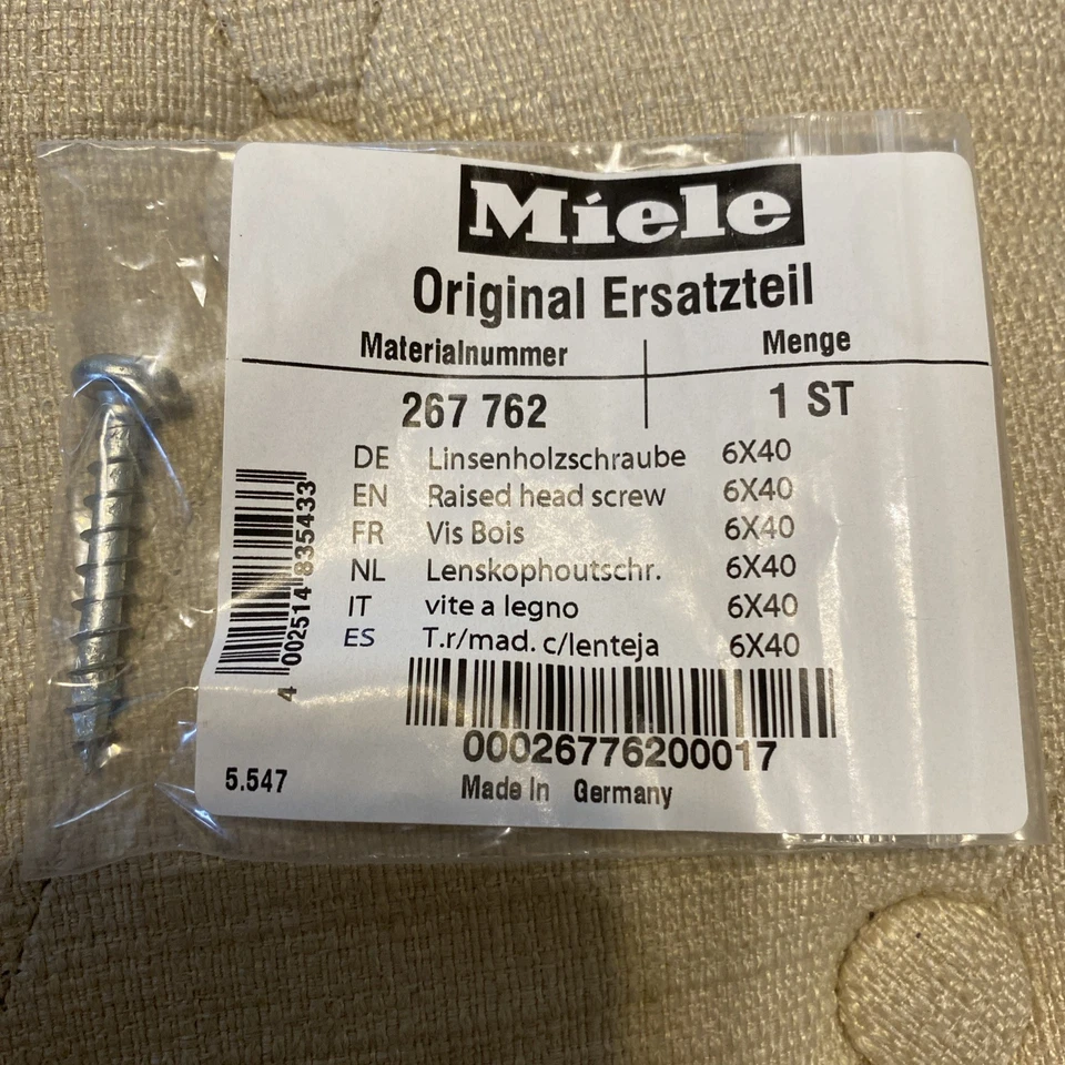 Miele Schraube mit erhöhtem Kopf M 6 x 40 # 267 762 00026776200017 *NEU OEM*