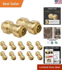 12 Pack Push-Fit Coupling, 1/2" Push to Connect Brass Plumbing Fitting for Co...