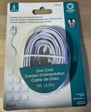 White 15' ft Telephone Modular Line Cord Phone Cable Extension Wire RJ11