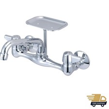 Classic Wall Mount Kitchen Faucet with Swivel Spout - Polished Chrome Finish