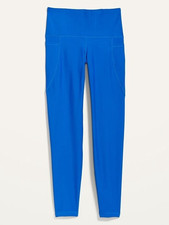 Old Navy Active PowerSoft Go-Dry High Rise Pocket Ankle Leggings Blue L