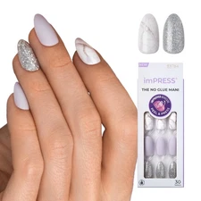 KISS imPRESS No Glue Mani Press-On Nails, Design, 'Climb Up', Gray, Medium...
