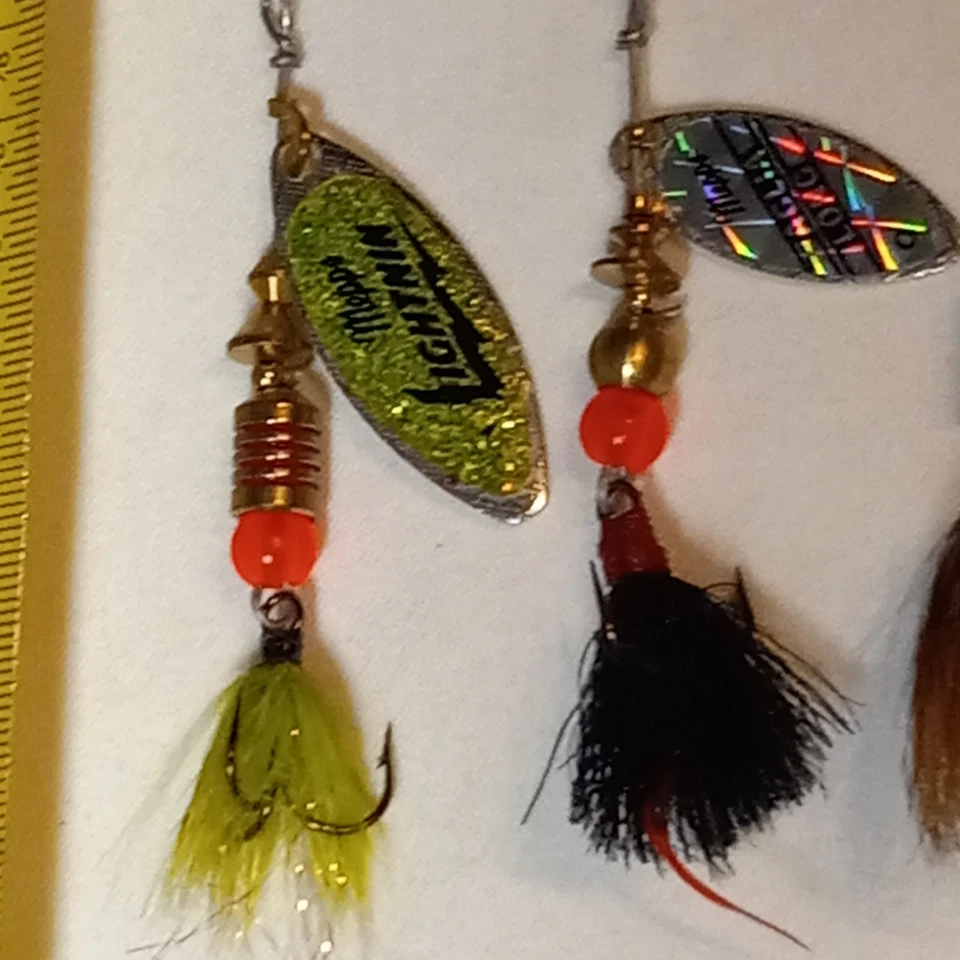 Lote de 9 señuelos de pesca giratorios MEPPS #0 #1 1/12 oz a 1/8 oz algunos de colección Foto 2 de 4