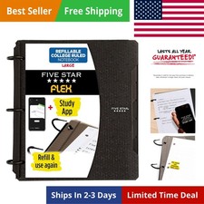 Flex Refillable Notebook  Study App, College Ruled Paper and 1 Inch TechLock...