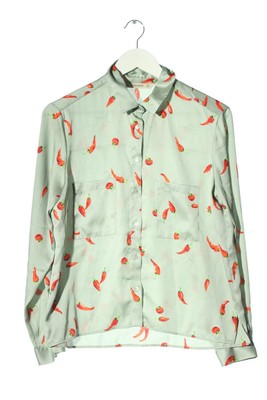 ZARA BASIC Hemd-Bluse Damen Gr. DE 38 khaki-hellorange Casual-Look