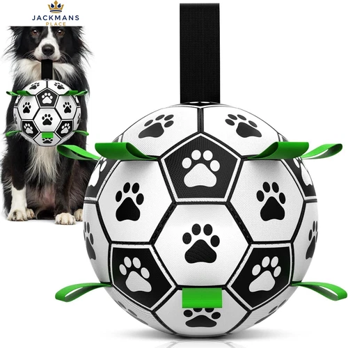 HETOO Dog Balls, Football Toys with Webbing, Interactive M, Green