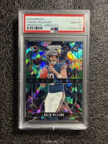 2024 Panini Prizm Football Prizmatic Green Ice #1 Caleb Williams RC Bears PSA 10