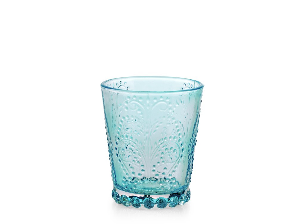 H&H 6 Garden Glasses In Worked Blue Glass Cl 35
