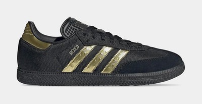 US:11  adidas  Men's  SAMBA  MEXICO  MESH & LEATHER  SNEAKERS  Black/Gold  LAST1