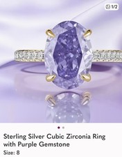 Ladies Purple CZ Ring 925 Sterling Silver