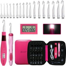 17 Size Counting Crochet Hooks Set, Light Up Crochet Hooks for Stitch  Row C...