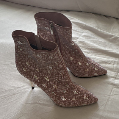 Vero Cuoio Damen Stiefeletten EU 37 Leder rosa spitz RV Stiletto Strass