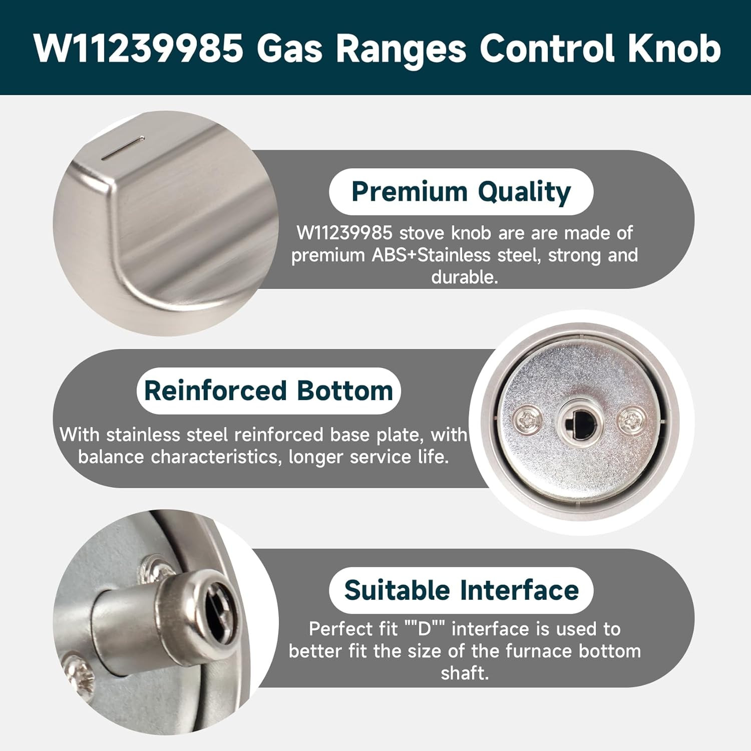 W11239985 W10850015 Gas Stove Knobs (1PCS) Replace W11032553 Control Knob, Compa