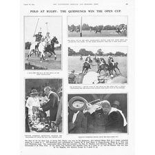 RUGBY Warwickshire The Polo meeting at Spring Hill - Antique Print 1923