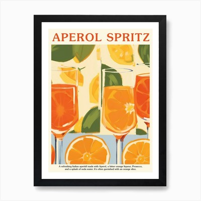 Aperol Spritz Aperitivo Muster Coc gerahmtes Wandbild Poster Leinwanddruck Bild