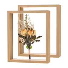 2-Pack Dried Flower Frame, 8 x 10 Inch Wooden Shadow Box Frame Wood Color