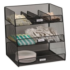 Safco 3293BL 14.63" x 11.75" x 15" 3 Compart Breakroom Organizers - Black New
