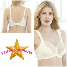 Glamorise Elegance Lacey Bra   Side Bones Wide Straps Full Figure 36D Ivory NIP