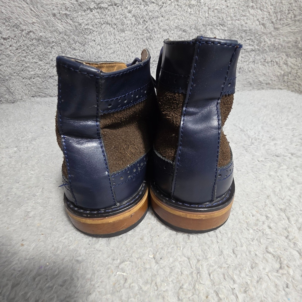 La Milano Italian Two tone Wingtip Brogue Chukka Boots Navy  display picture 3