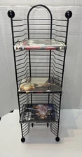 27 Inch Metal DVD/Game Storage Rack Tower Holds 32 Discs Black Wire Stand