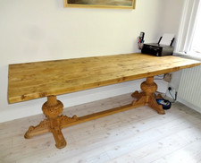 Farmhouse rustic live edge Carved large dining table solid wood 8-10 people 2.3m