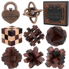 8 Pcs Brain Teaser Puzzles for Adults Teens - Metal Puzzles 3D Puzzle Game Toys