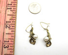Vintage 14K Yellow Gold Diamond & Pearl Drop Earrings 4.3 Gr [E383] — photo 4