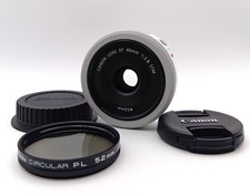 Canon EF 40mm f/2.8 STM White AF Pancake Lens with Cap and Lens Filter [Mint]