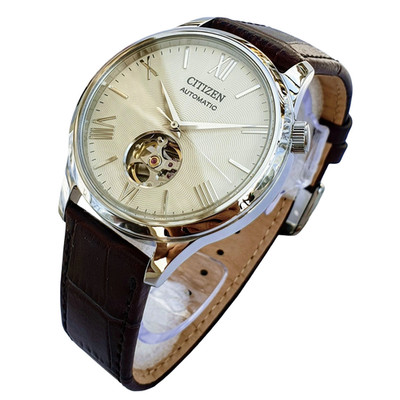 Citizen Automatic Guilloche Beige Dial NH9130-17A Open Heart Men's Watch