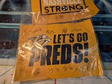 NHL Nashville Predators 2022 Global Series Signed Banners. Forsberg, Saros, Etc.