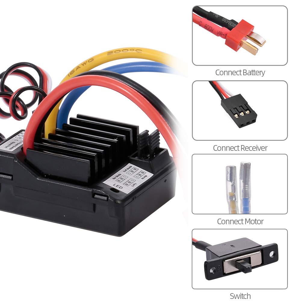 AX-D60A 60A Waterproof Brushed ESC Electronic Speed Controller for 1/10 RC Ca...