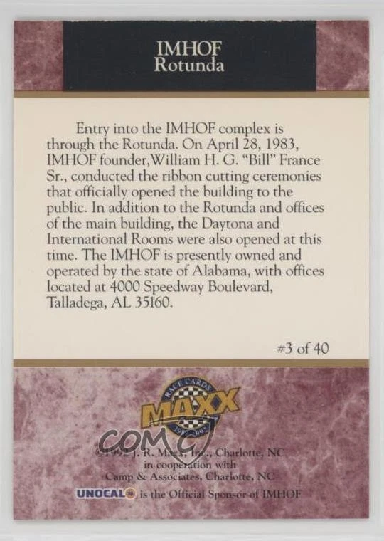 1992 Maxx Motorsports International Motor Sports Hall of Fame IMHOF Rotunda #3 - Image 2 of 2