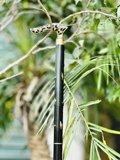 Antique Brass Handle Wooden Walking Cane  Vintage Designer Gift Stick