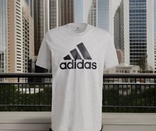 ADIDAS Essentials Men  s Big Logo TEE Heather Grey/ Black Size LARGE MSRP 30.00