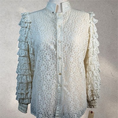 Vintage SIZE L  Ruffles Lace Costume Blouse used in Theater Vampire Halloween