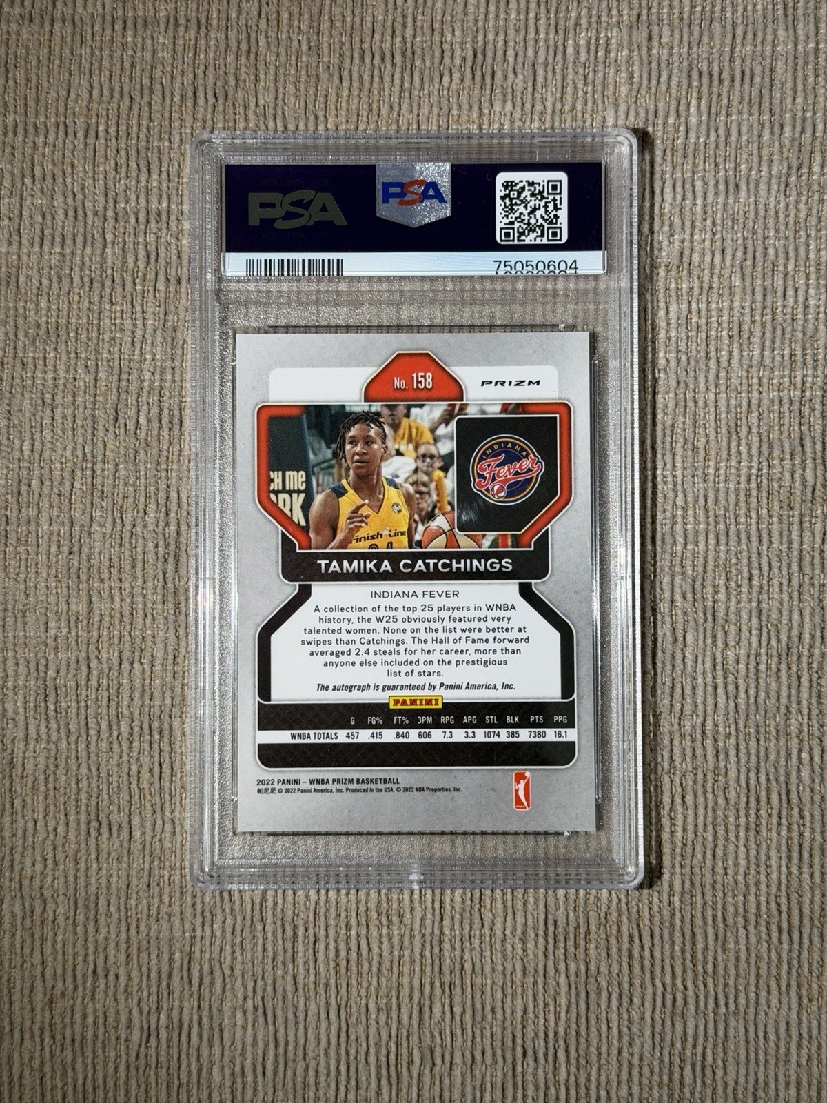 PSA 10 Tamika Catchings Autograph 2022 Panini Prizm WNBA Auto Indiana Fever Card view 2