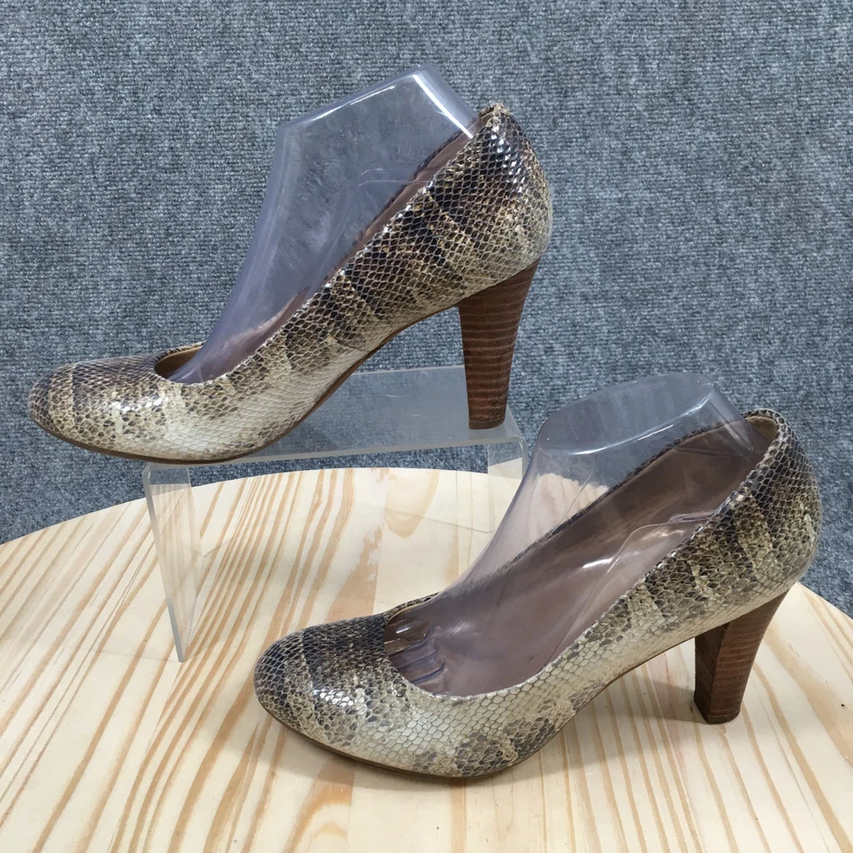 Geox Respira Zapatos Mujer 40 Marie Claire Bomba Beige Piel de Serpiente Informal Tacones Cono Foto 2 de 4