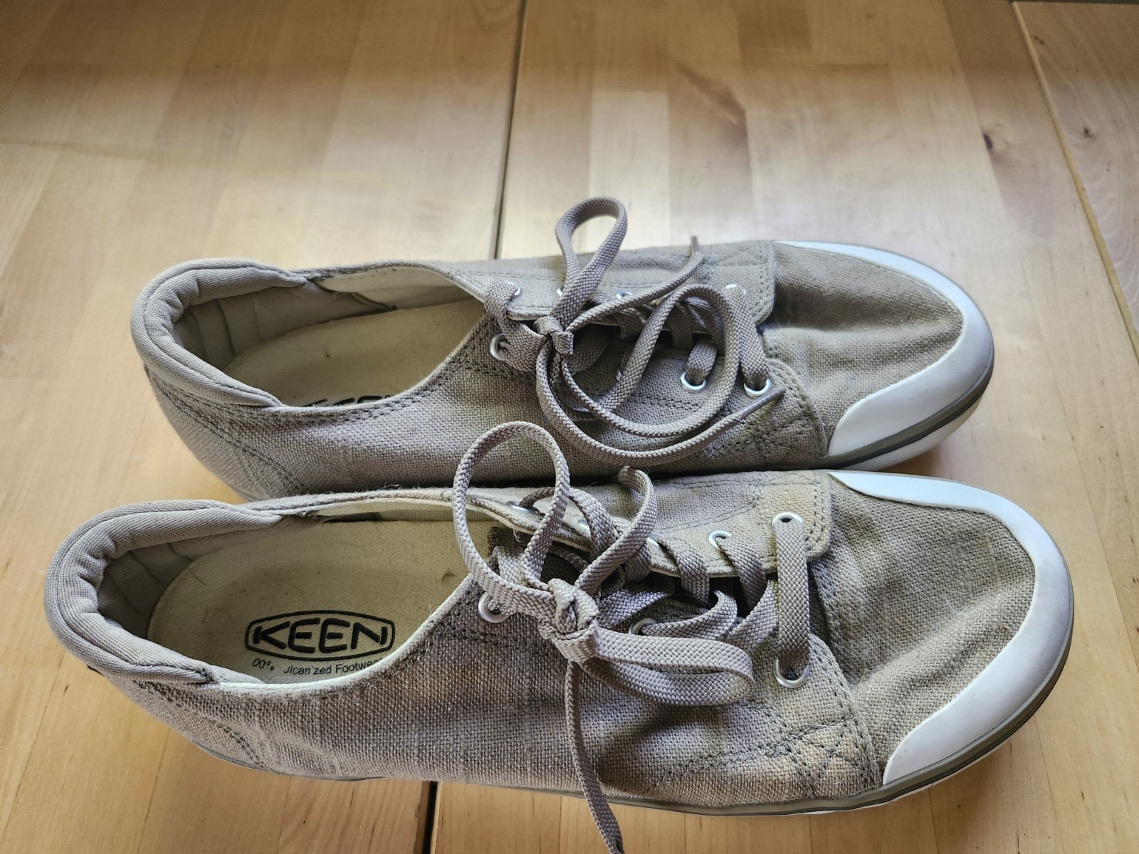 Scarpe Keen donna taglia 10 Elsa sneakers basse marrone chiaro lino stringate casual