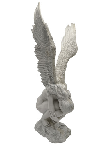 Large Weeping Angel Statue Memorial Sculpture Resin Faux Stone 29.5” Tall