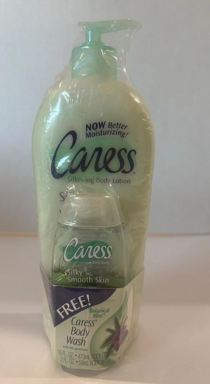 VTG Caress 16 oz Silkening Body Lotion Botanical Bliss + 2 oz Body Wash