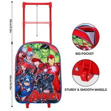 Avengers Boys Kids Trolley Cabin Hand Luggage Folding Wheeled Bag Travel Gift