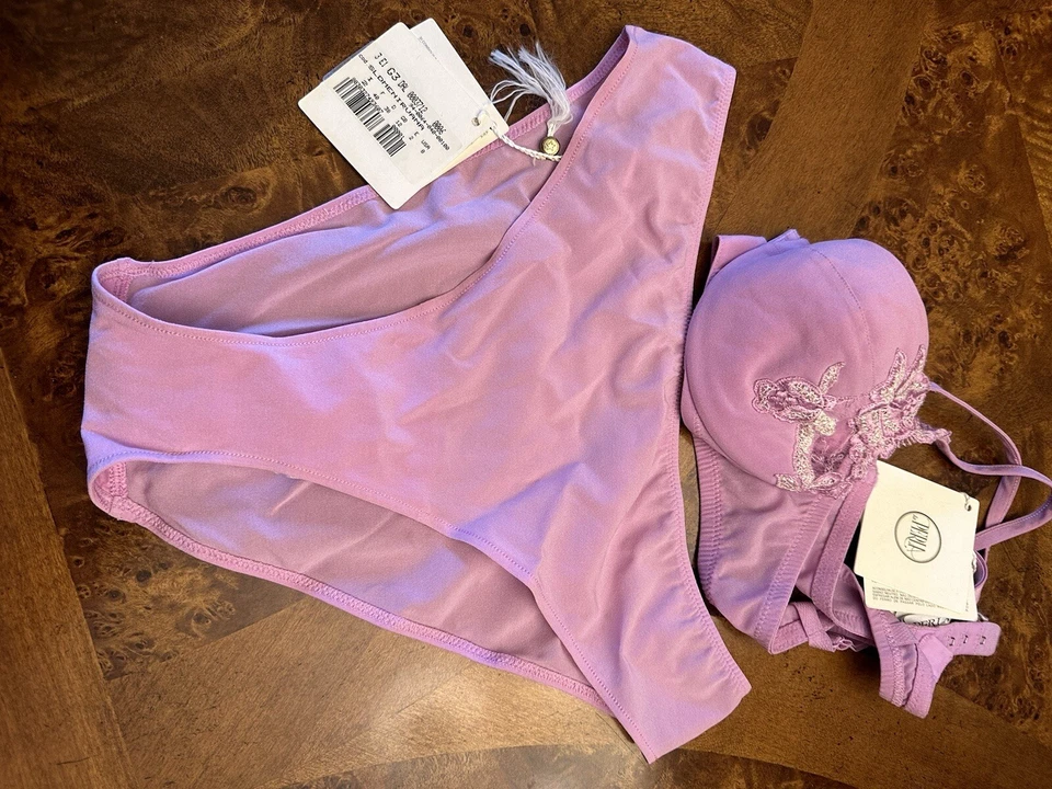 JUEGO LA PERLA TALLA 34B SEDA Y ENCAJE COLOR LILA NUEVO CON ETIQUETA Foto 2 de 4
