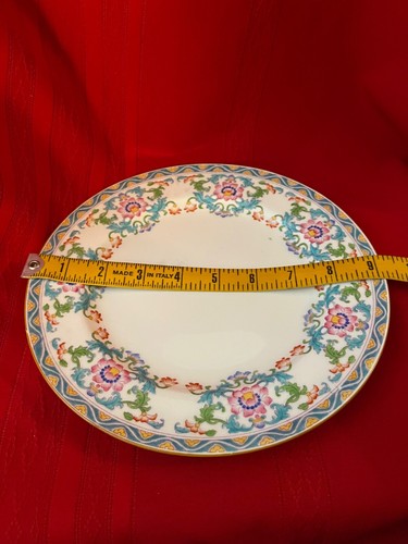 Minton RN 566884 9” Luncheon Salad Plate Aqua Green Multi Scrolls Floral England - Picture 6 of 7