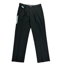 Haggar Mens Premium No Iron Khaki Classic Fit Pleated Dress Pants Black 32x30