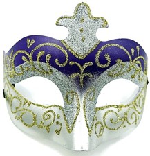 Samba Mask Purple Silver Venetian Mask Halloween Mardi Gras Masquerade Samba