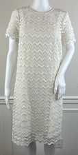 Ann Taylor LOFT Ivory Lace Dress with Slip Liner Short Sleeve Keyhole Size 10