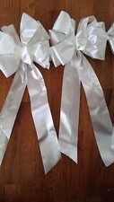 2-BOWS / SMALL WHITE SATIN BOWS FOR WEDDINGS OR ANY OCCASION