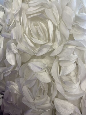 Ivory Satin Bridal Petal Rosette on mesh Fabric 52'' Wide Sold By The Yard