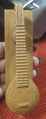 Vintage Hand Carved Miniature Indian Wooden Sitar Musical Guitar Numbered 17/30