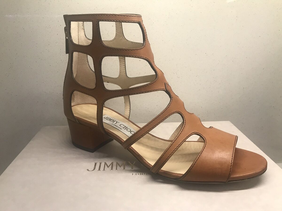 JIMMY CHOO Brown Ren 35 caged sandals Shoes Heels Size 38.5 JIMMY CHOO Brown Ren 35 caged sandals Shoes Heels Size 38.5